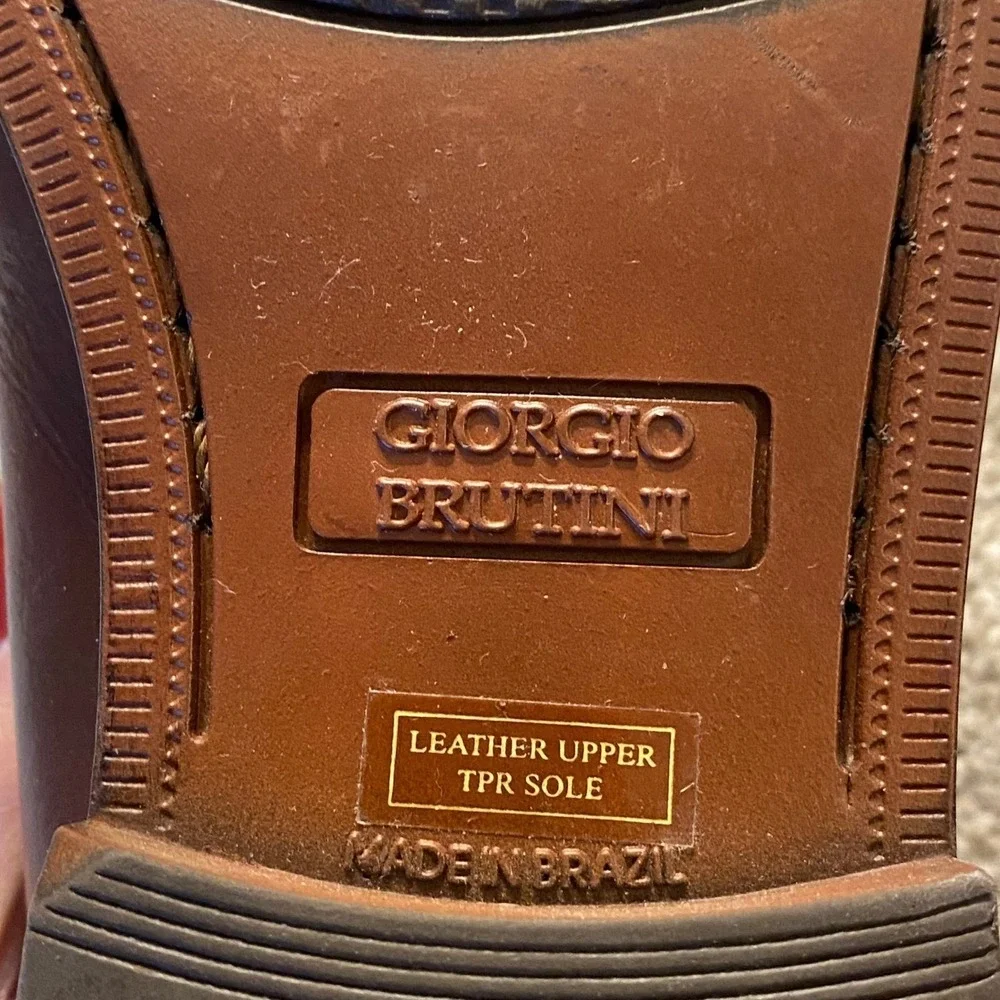 Giorgio Brutini Mens Leather‎ Tassel Loafer Shoes Brown Woven Size 10